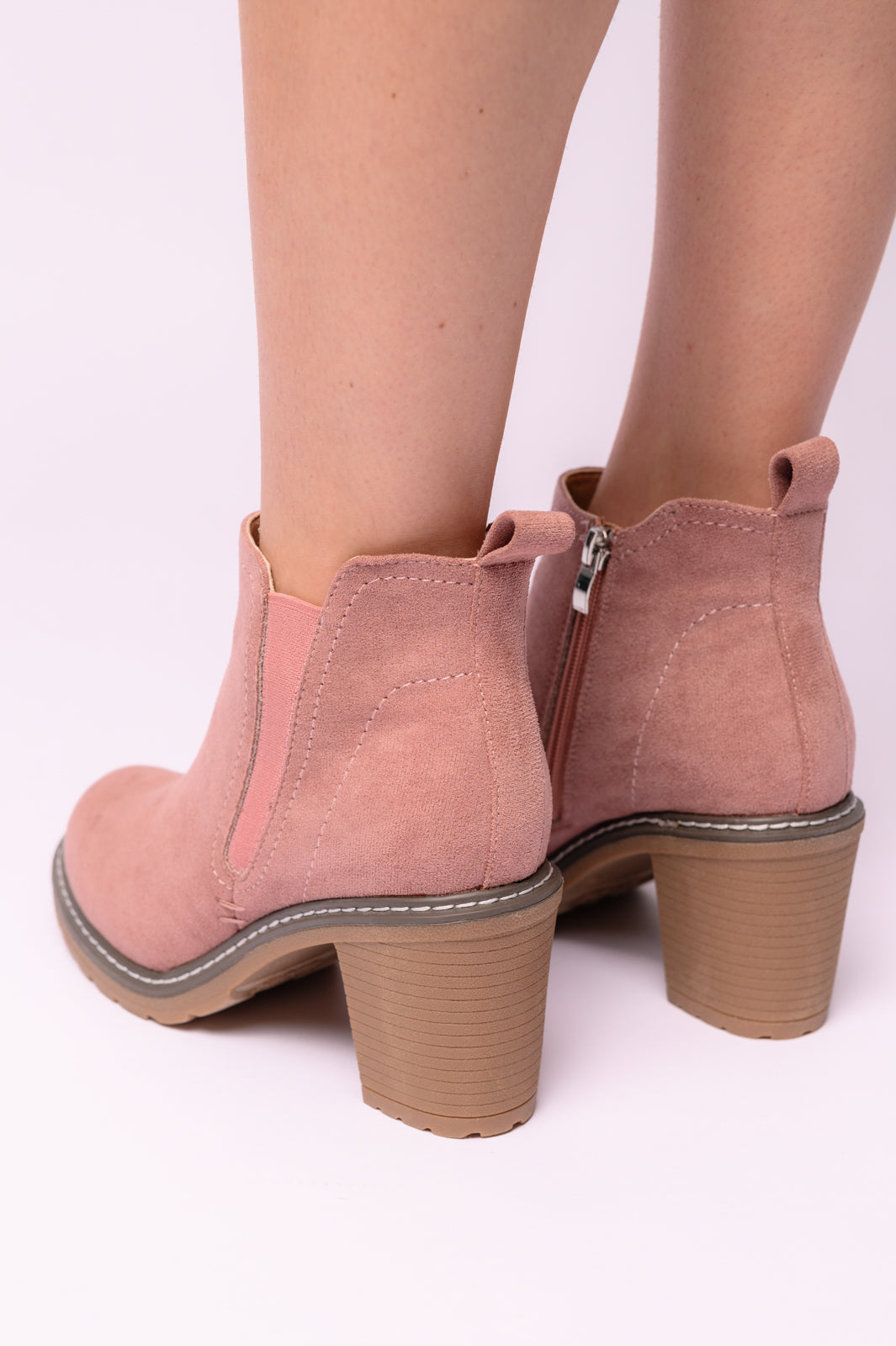 Corky's Bite Me Bootie in Blush Faux Suede