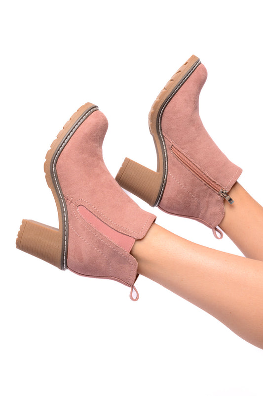 Corky's Bite Me Bootie in Blush Faux Suede