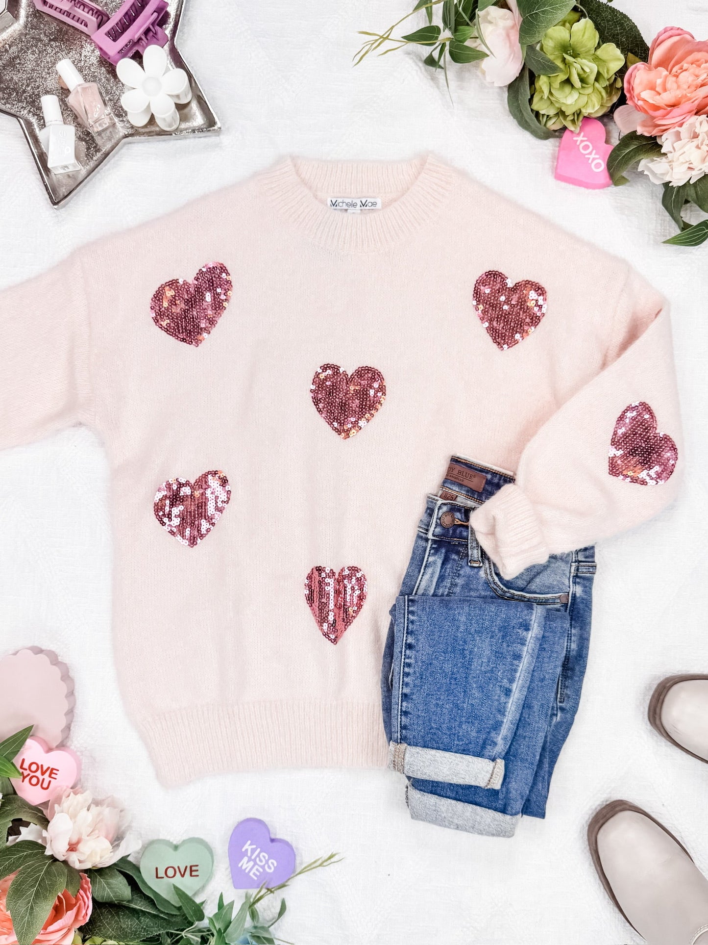 Michelle Mae Sparkle Hearts Sweater