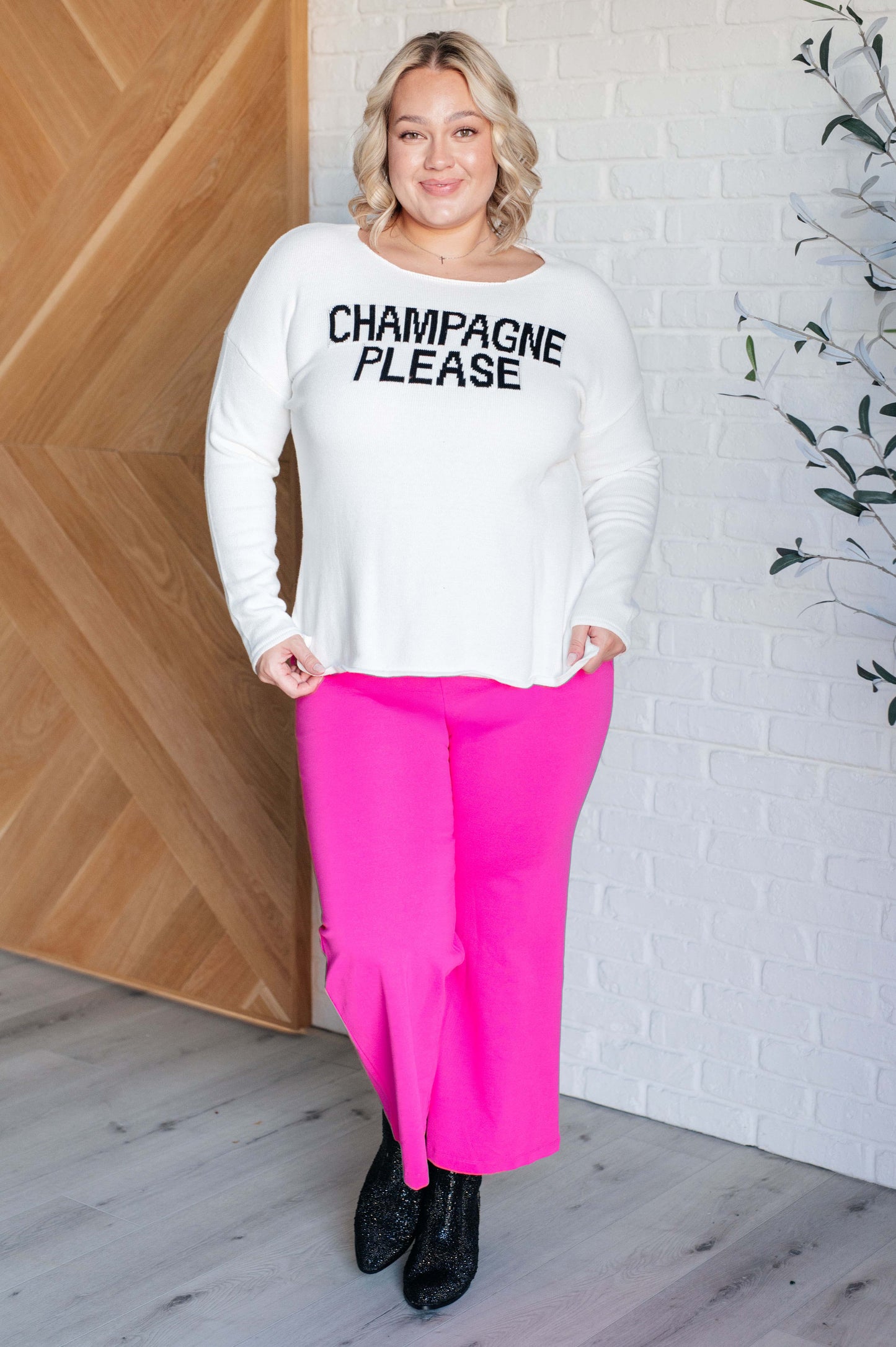 One Eleven North Champagne Please Lightweight Sweater