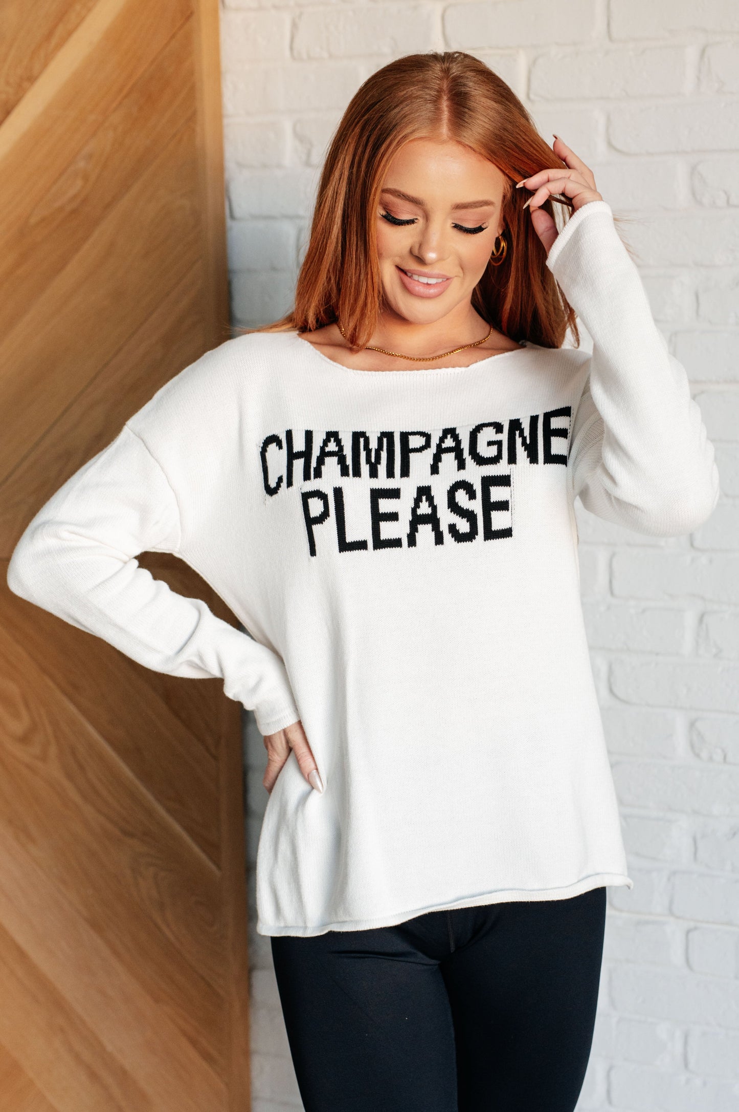 One Eleven North Champagne Please Lightweight Sweater