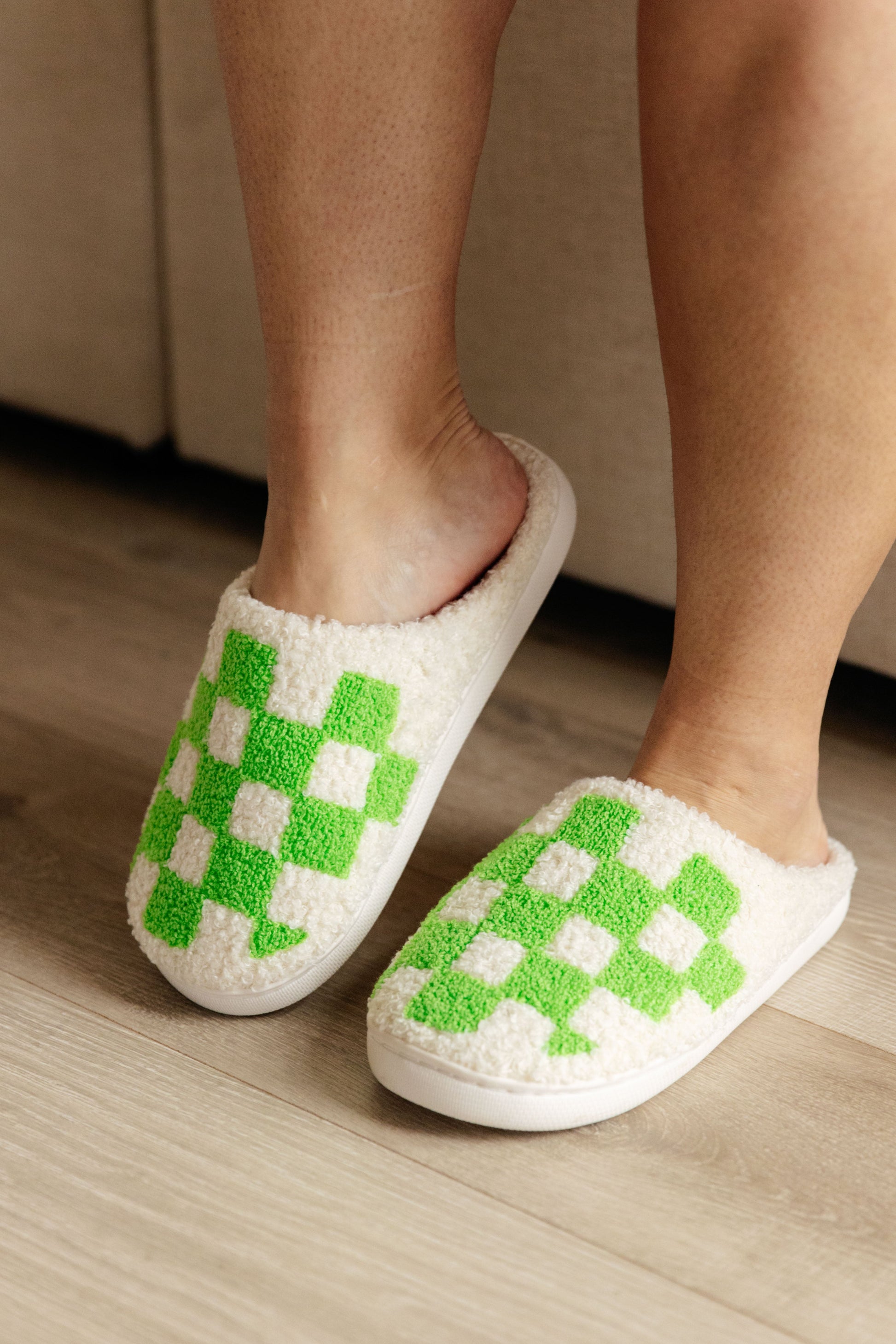 Checked Out Slippers in Green - G Marie's Boutique 