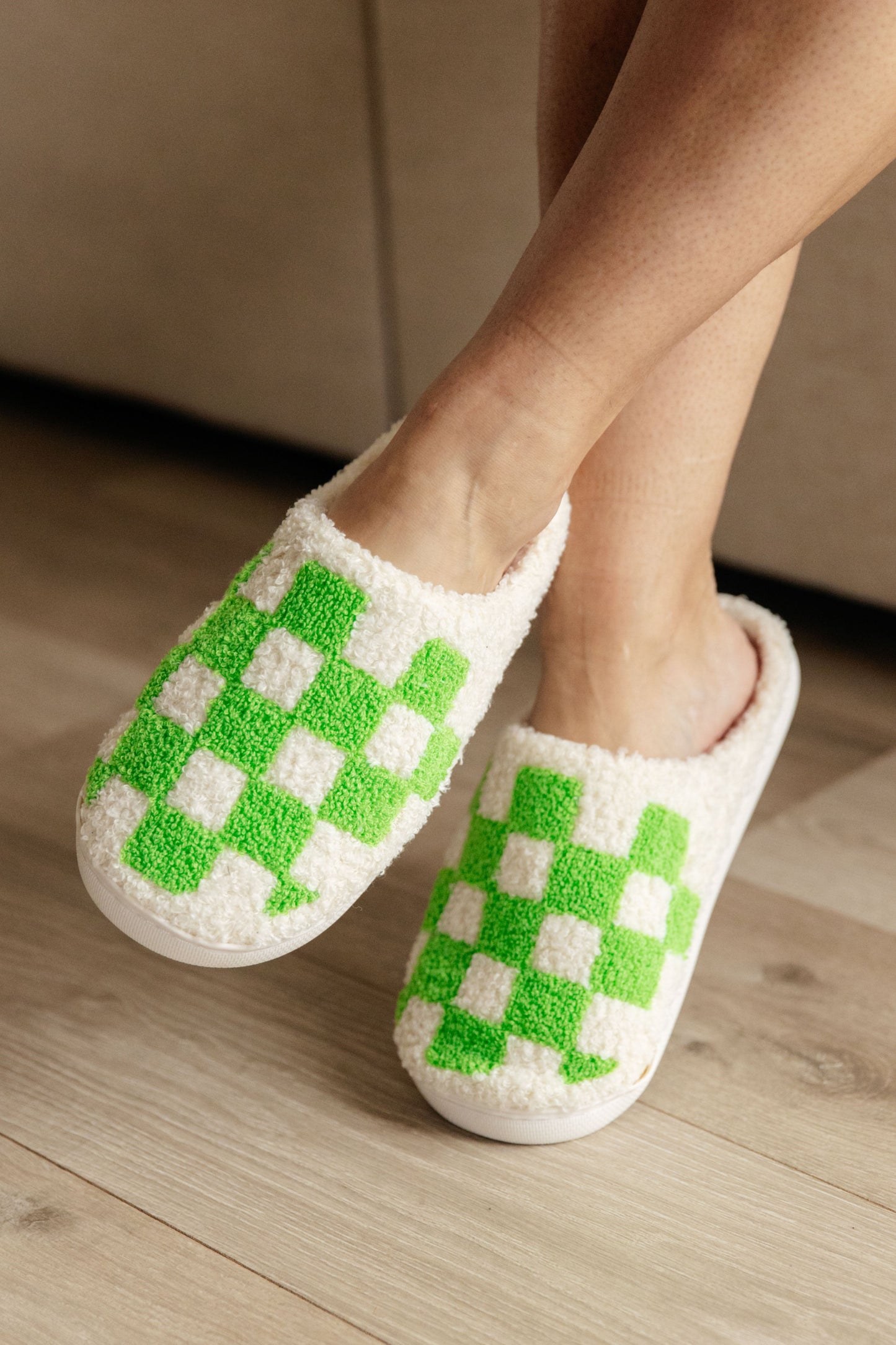 Checked Out Slippers in Green - G Marie's Boutique 