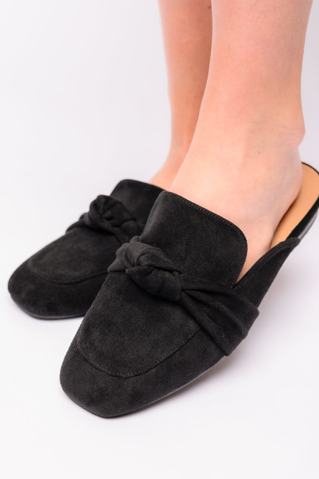 Corky's Clingy Mules in Black Faux Suede