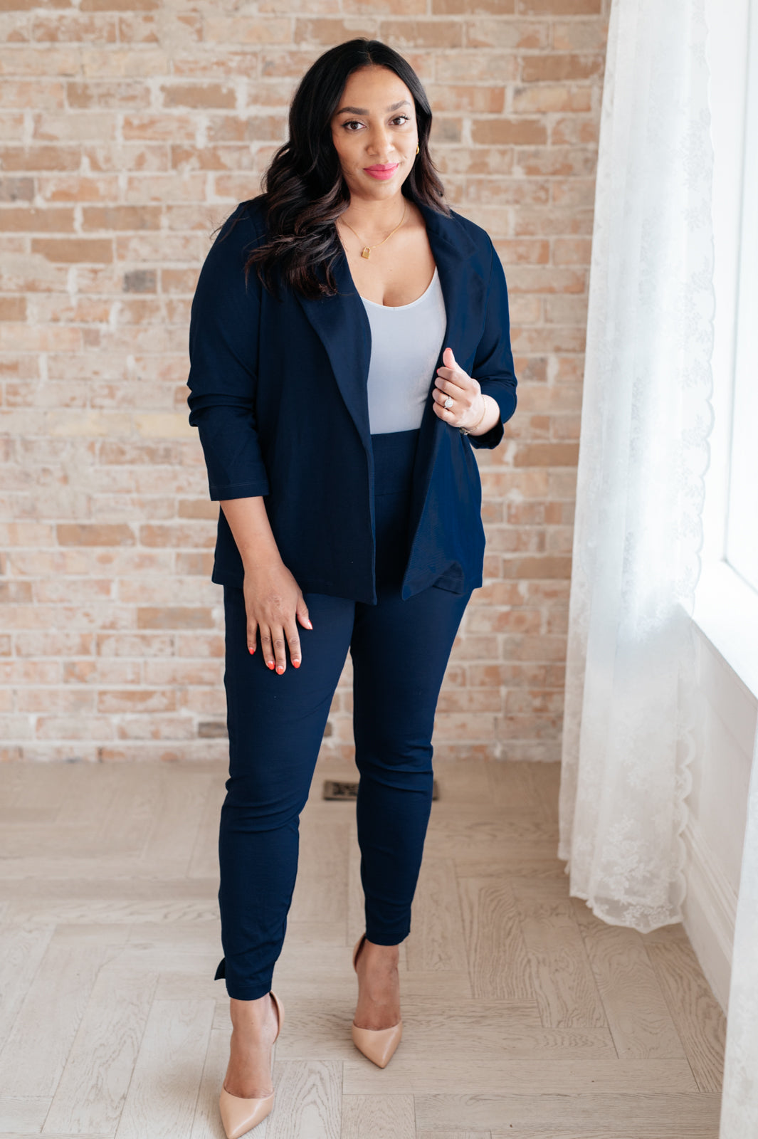 Dear Scarlett Magic 3/4 Blazer in Navy - G Marie's Boutique 