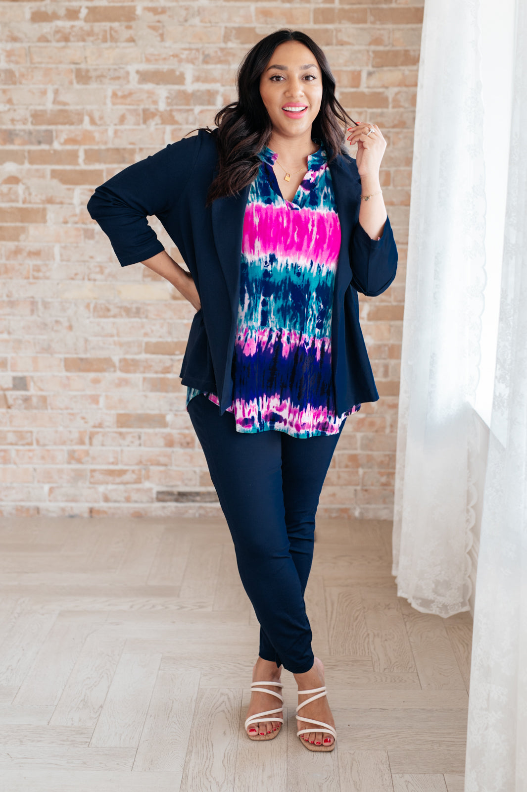 Dear Scarlett Magic 3/4 Blazer in Navy - G Marie's Boutique 