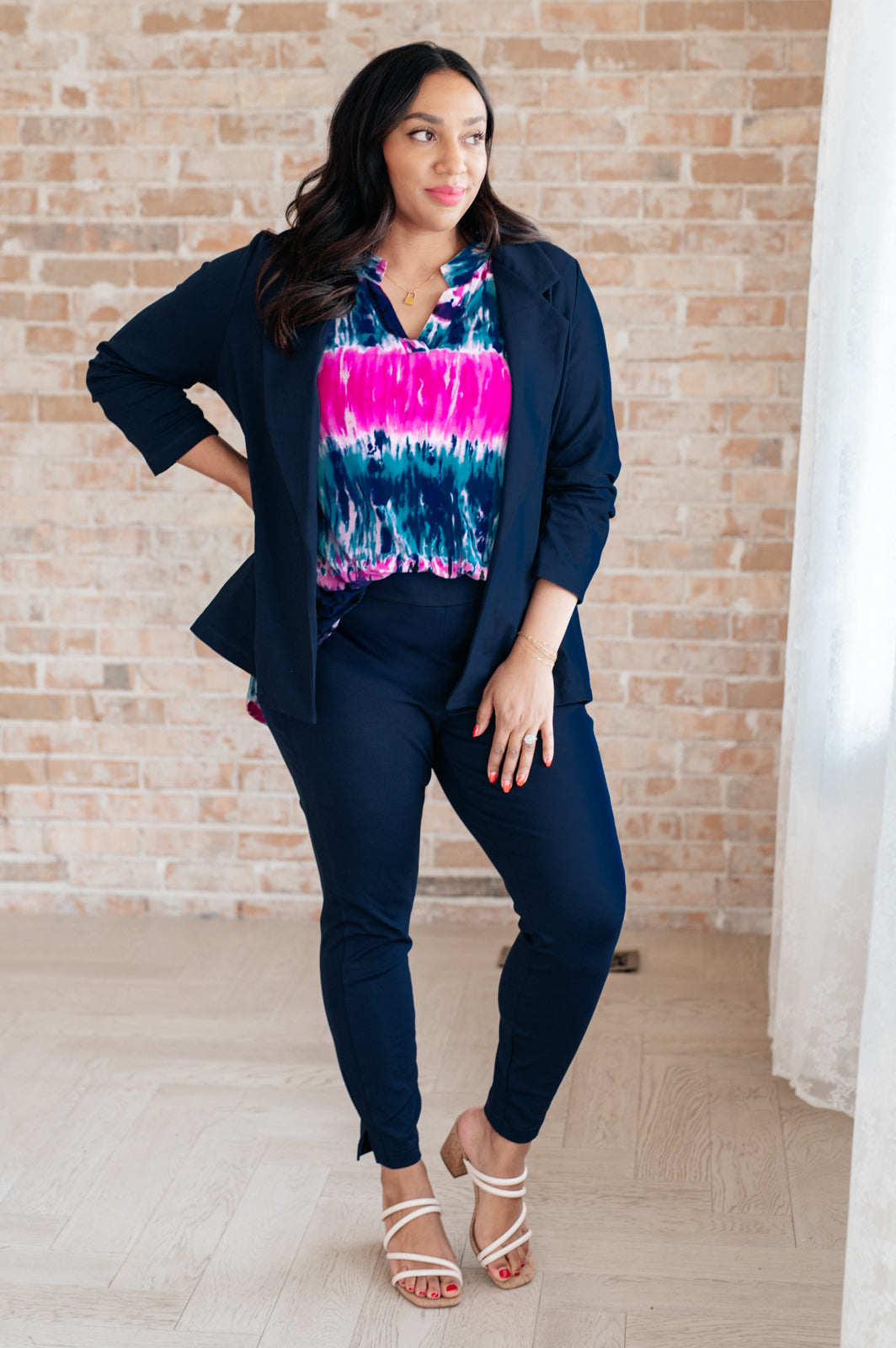 Dear Scarlett Magic 3/4 Blazer in Navy - G Marie's Boutique 