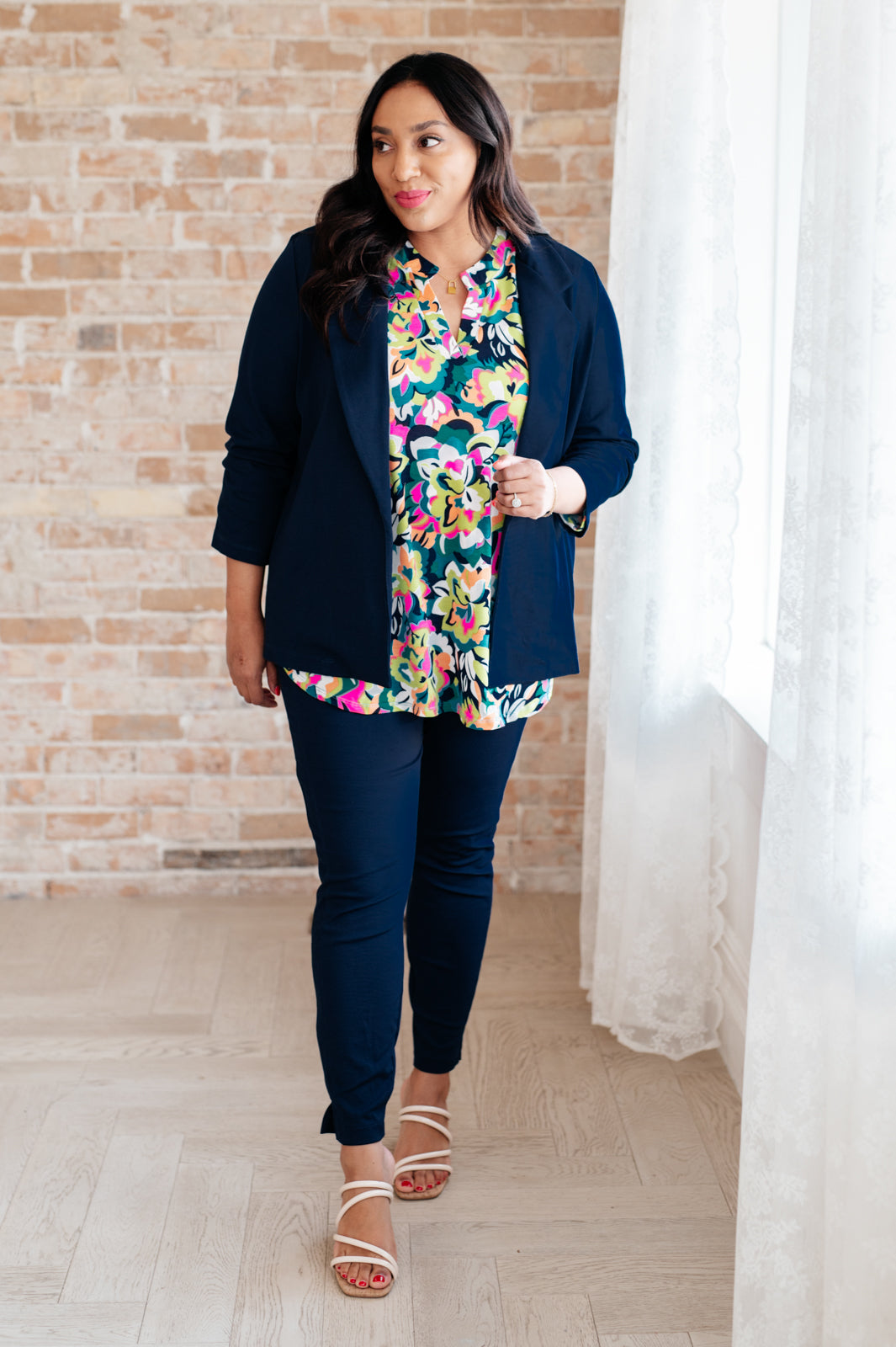 Dear Scarlett Magic 3/4 Blazer in Navy - G Marie's Boutique 