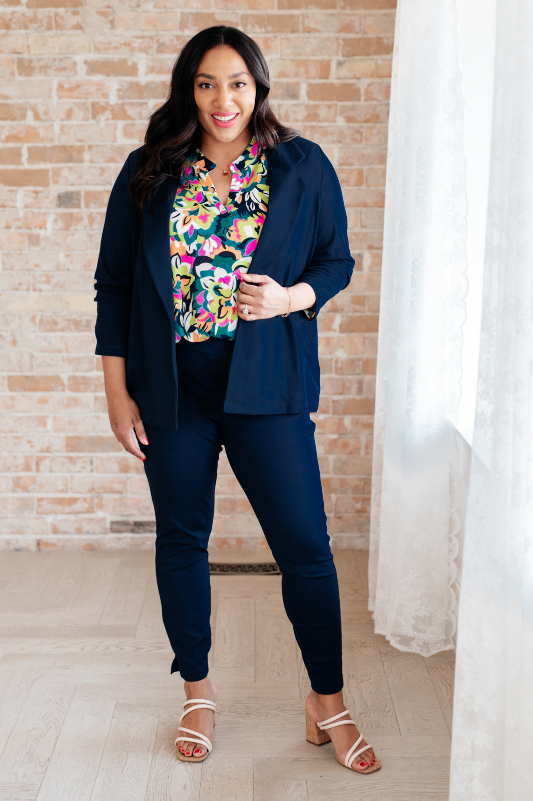 Dear Scarlett Magic 3/4 Blazer in Navy - G Marie's Boutique 