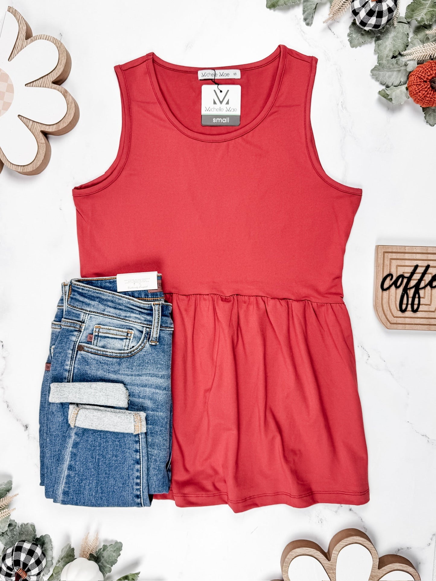 Michelle Mae Renee Ruffle Tank - Brick