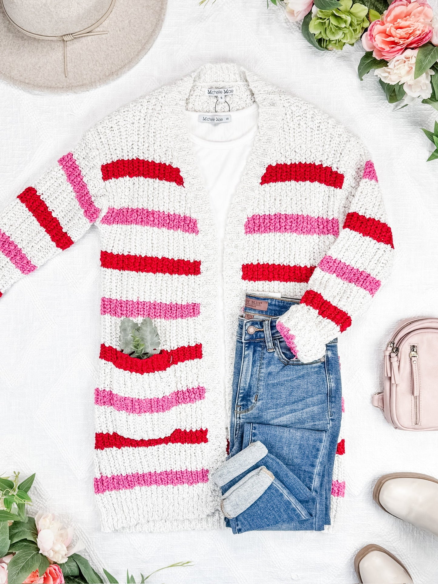 Michelle Mae Valentine's Stripe Cardigan