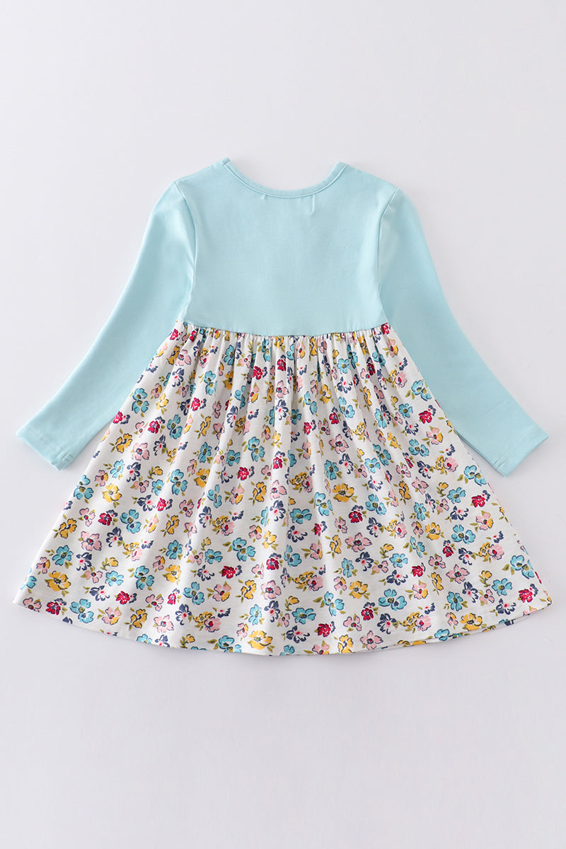 Cotton Castle Platinum mint floral print girl dress