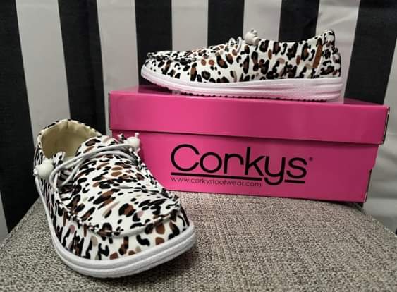 Corkys Babalu in White Leopard - G Marie's Boutique 