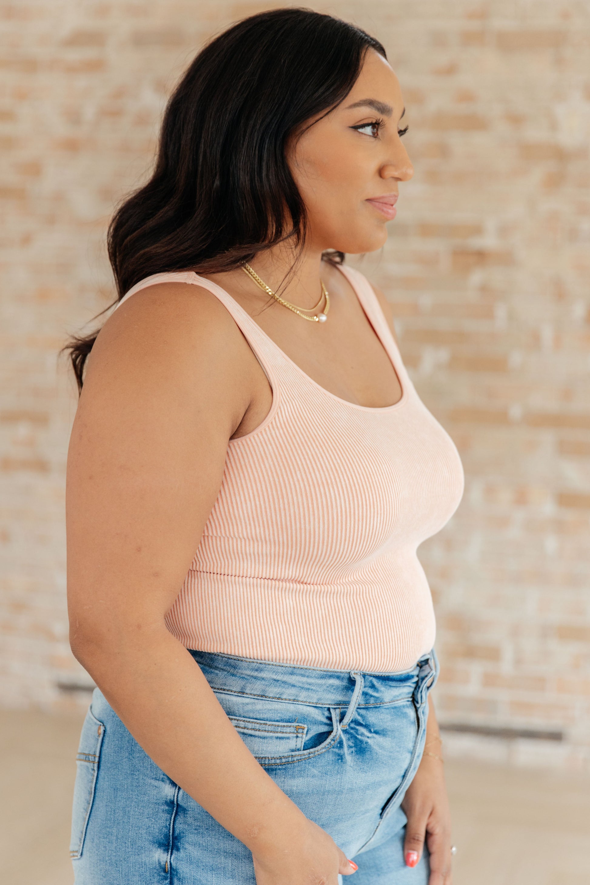 Fundamentals Ribbed Seamless Reversible Tank in Peach - G Marie's Boutique 