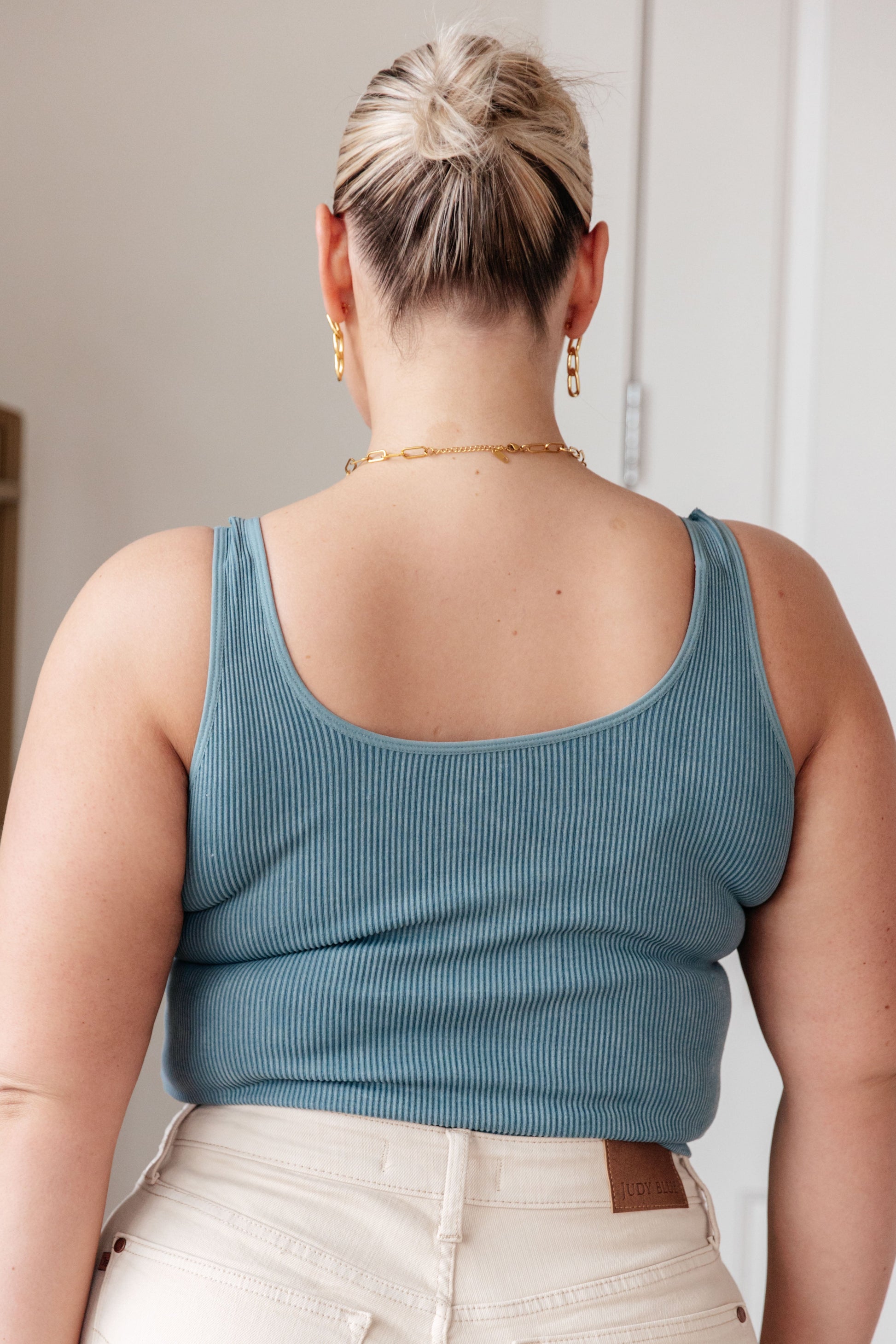 Fundamentals Ribbed Seamless Reversible Tank in Vintage Blue - G Marie's Boutique 