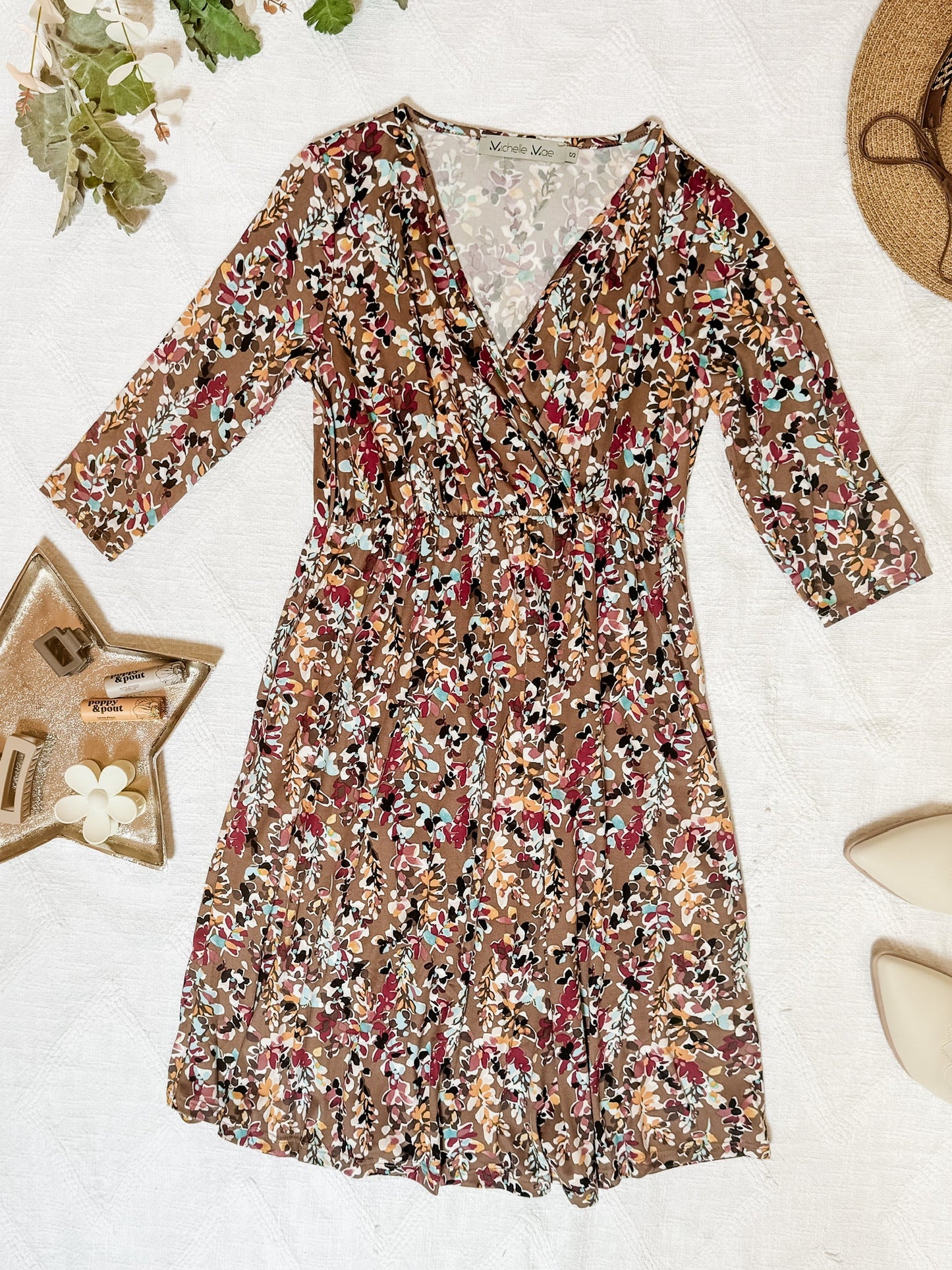 Michelle Mae Taylor Dress - Mocha Floral