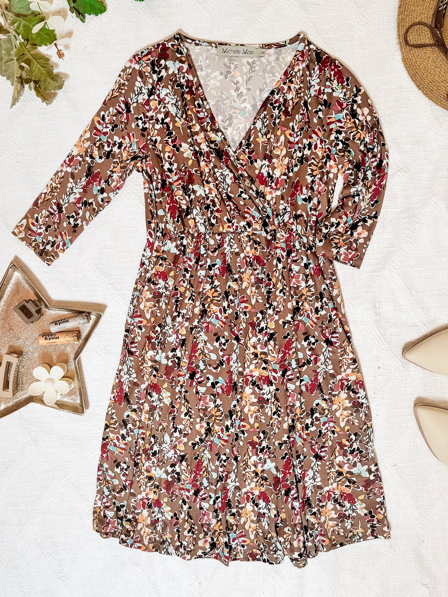 Michelle Mae Taylor Dress - Mocha Floral