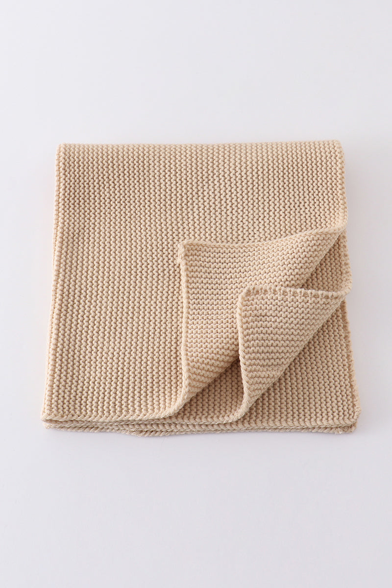 Abby & Evie Beige baby soft knitted blanket