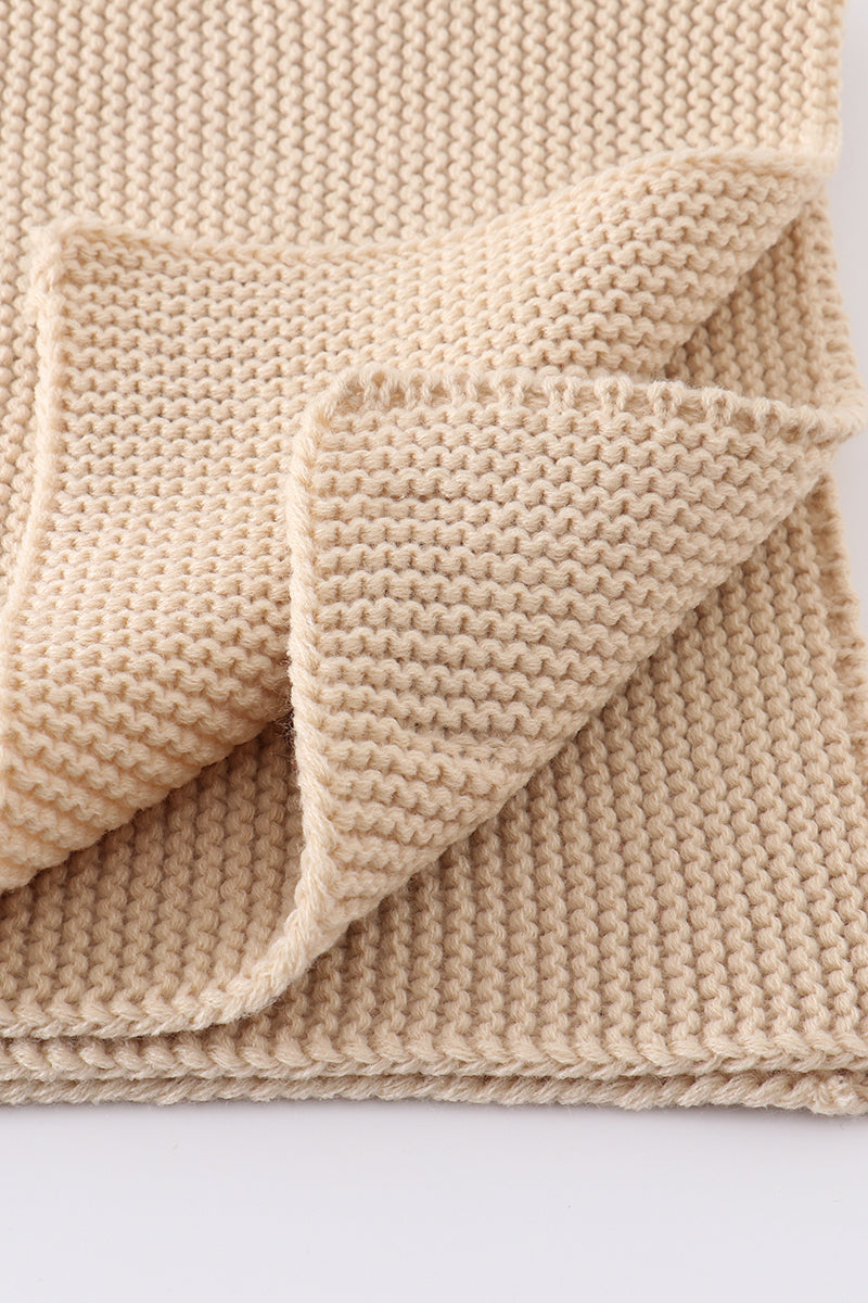 Abby & Evie Beige baby soft knitted blanket