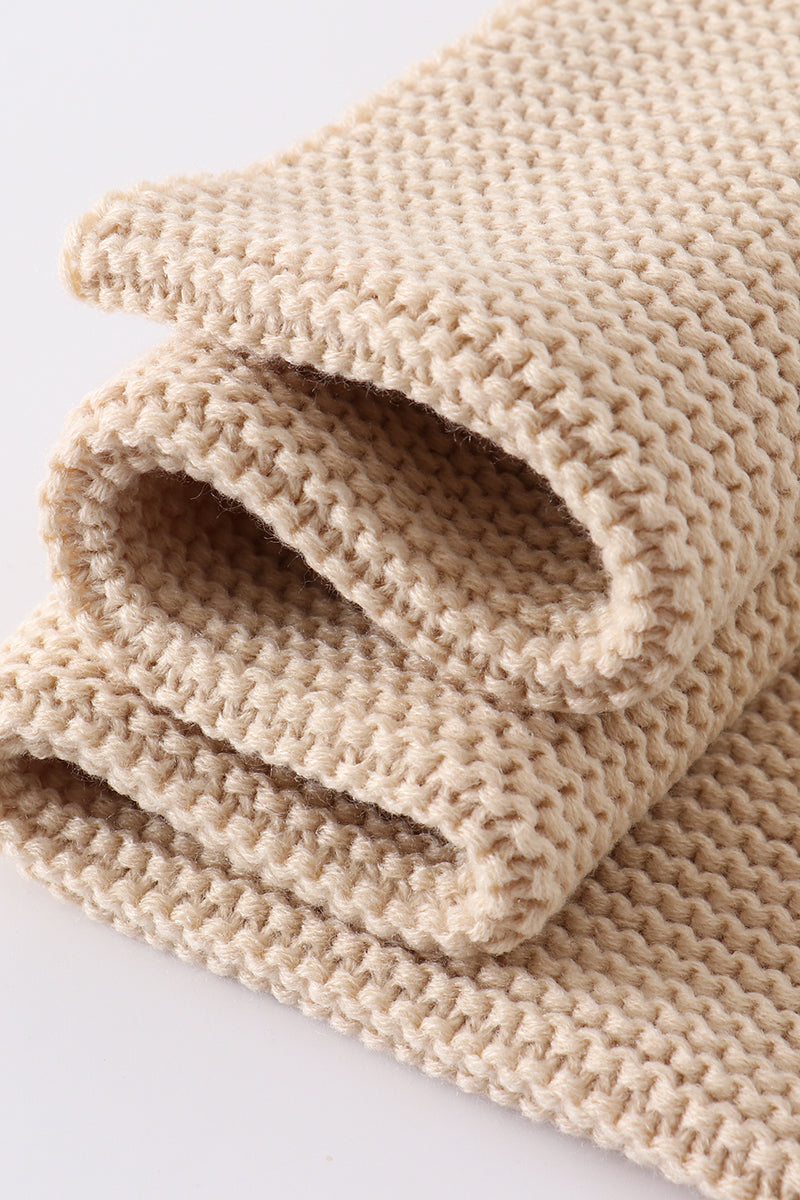 Abby & Evie Beige baby soft knitted blanket