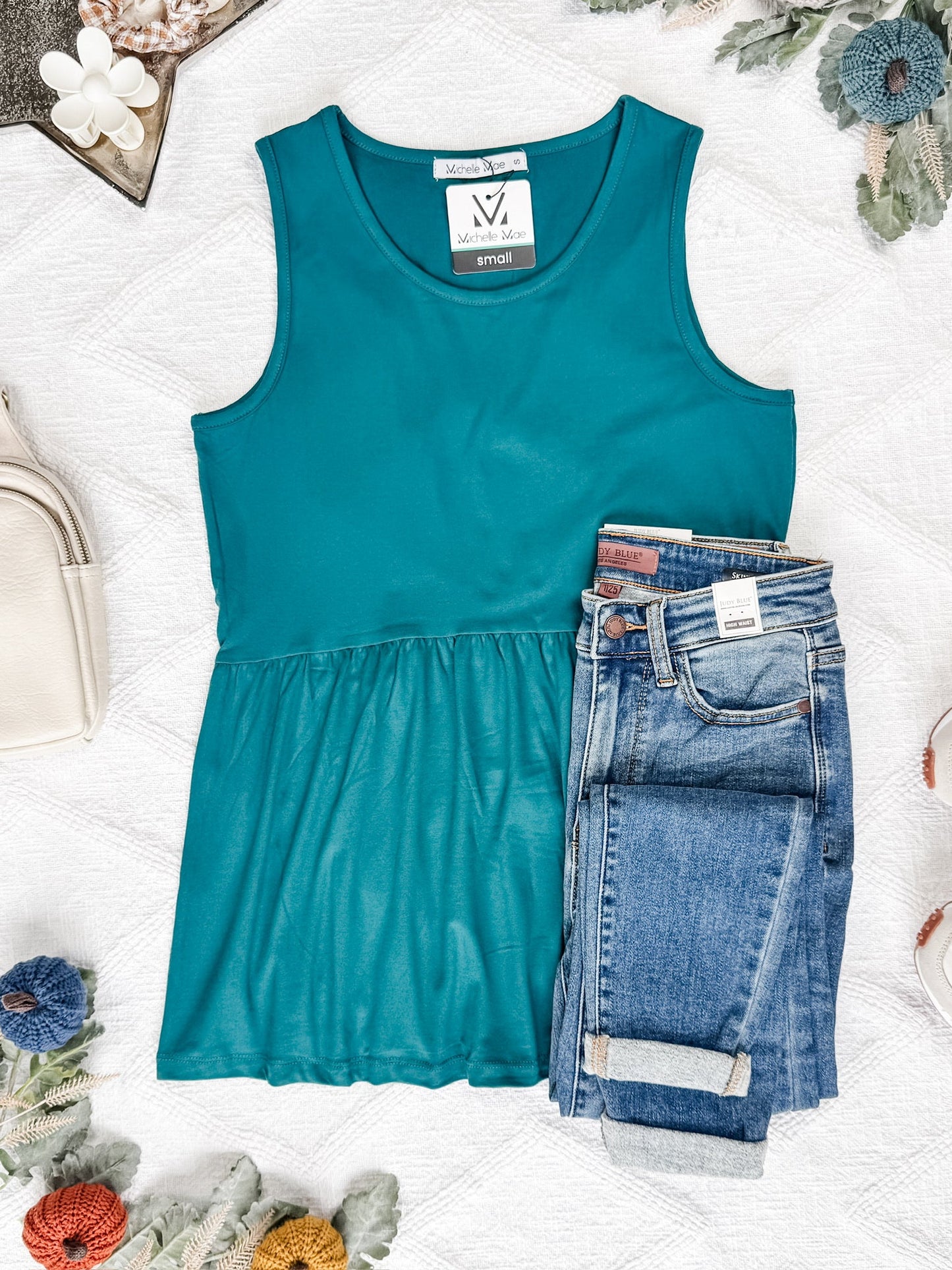 Michelle Mae Renee Ruffle Tank - Teal