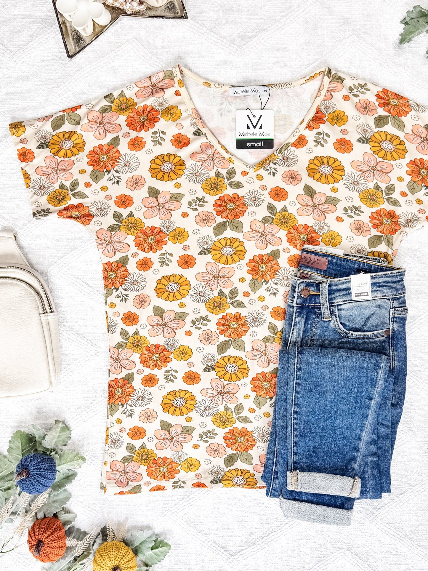 Michelle Mae Chloe Cozy Tee - Fall Boho Floral