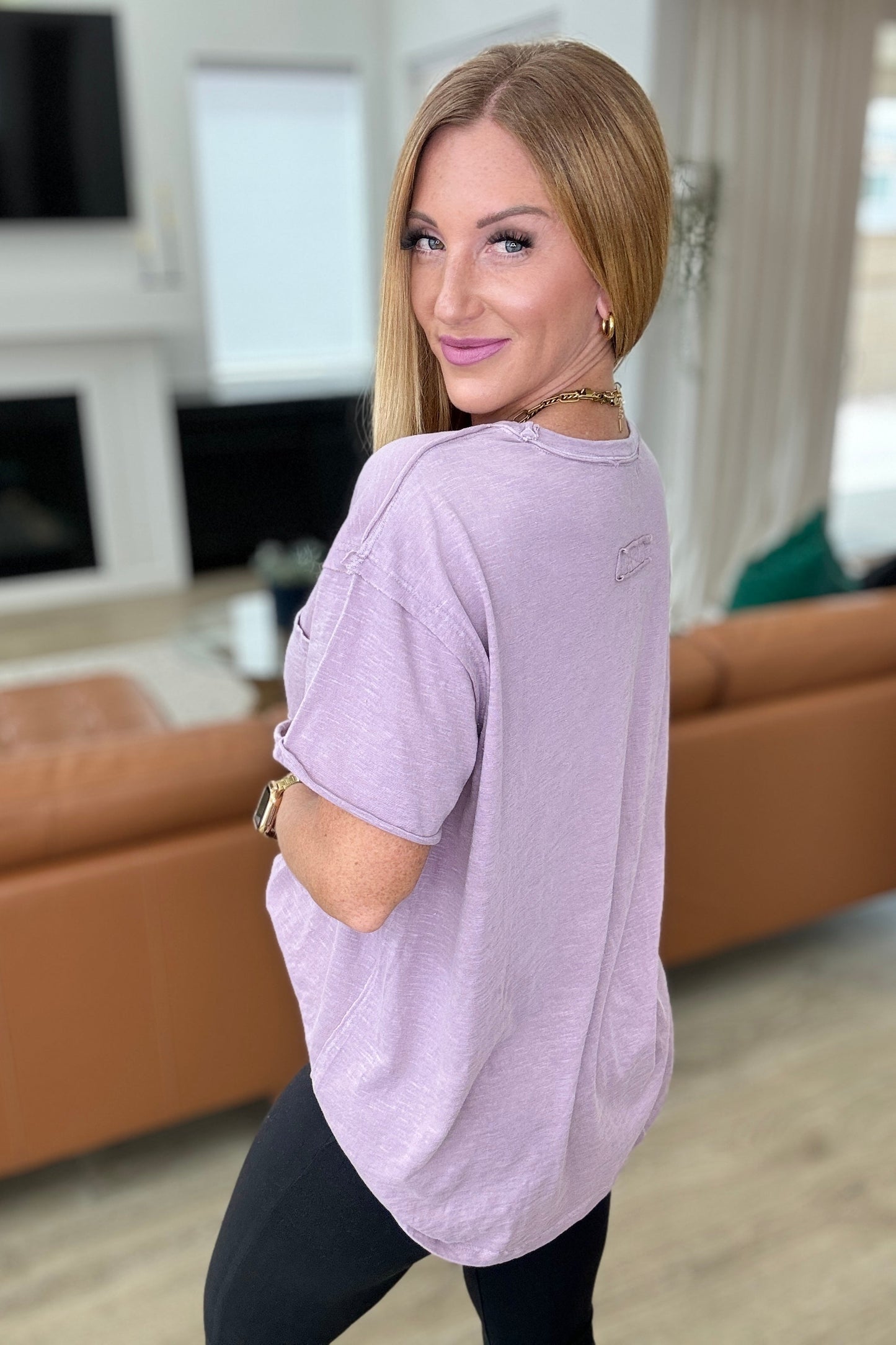 Rae Mode Casually Cool Patch Pocket Tee in Mauve