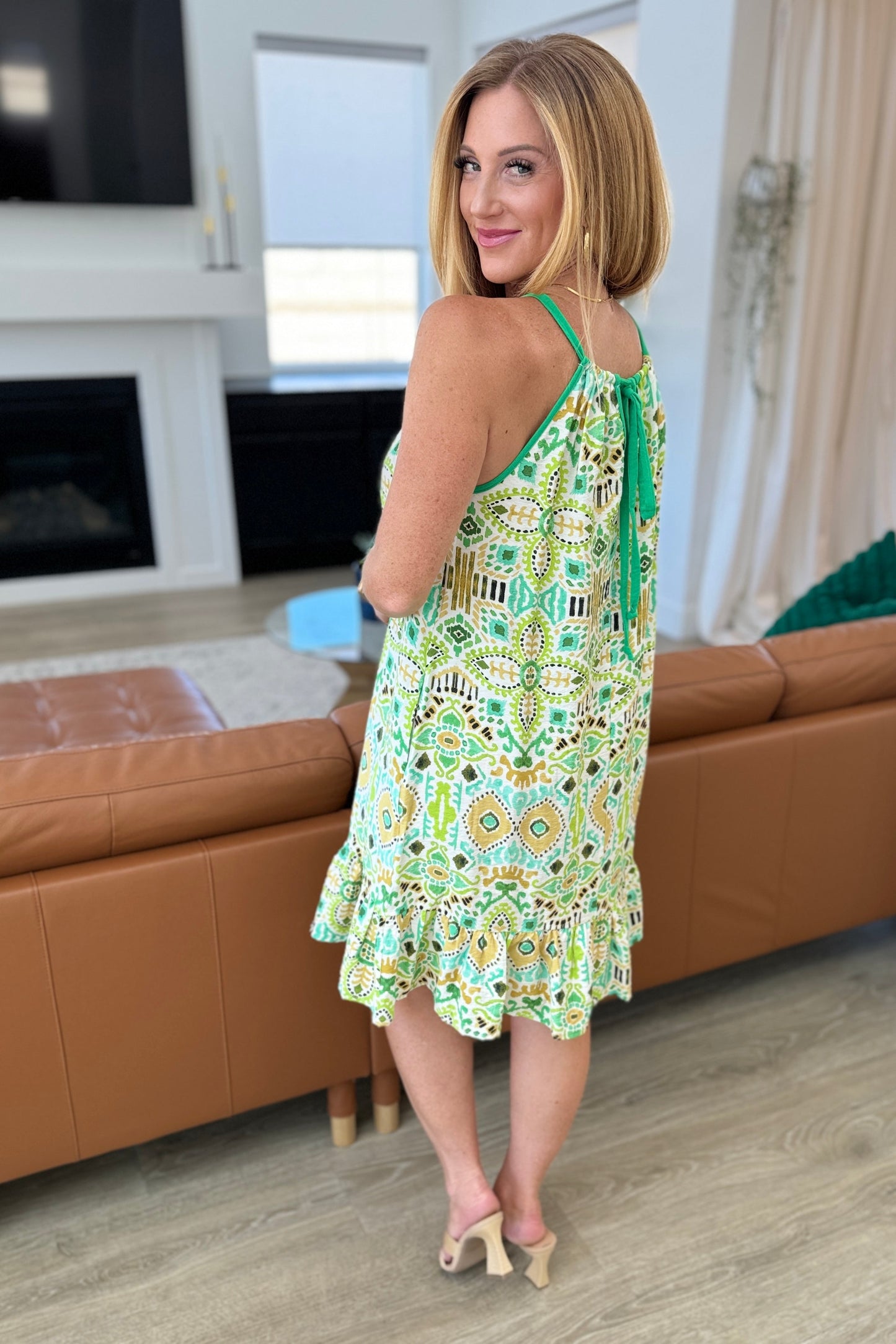 Sew In Love As You Walk On By Tank Dress in Lime