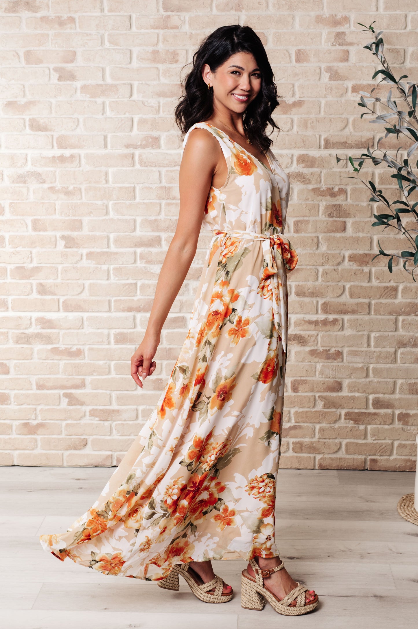 HYFVE It's All Sunshine V-Neck Floral Dress in Orange