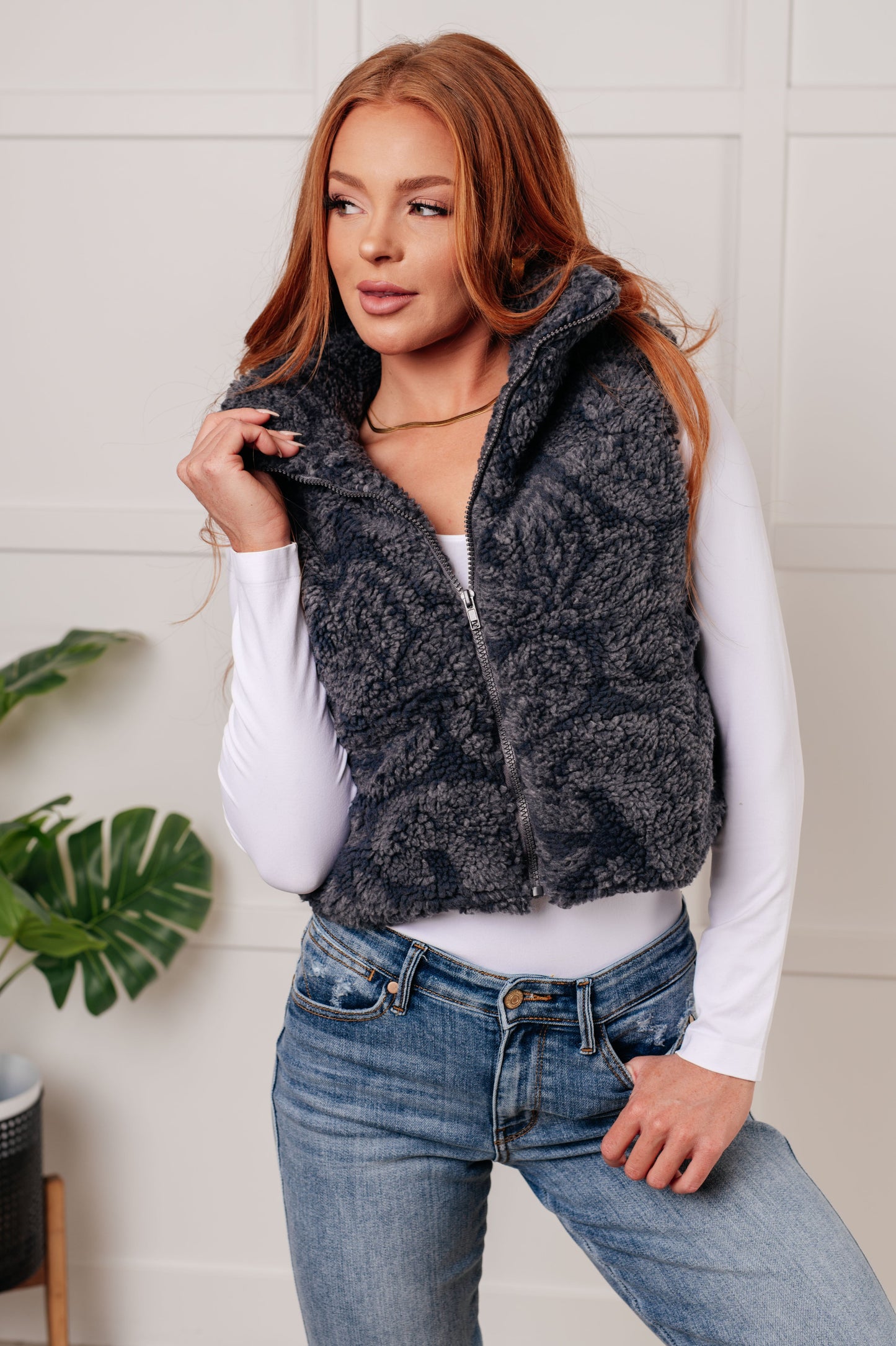 Polagram Just One More Layer Paisley Sherpa Print Vest