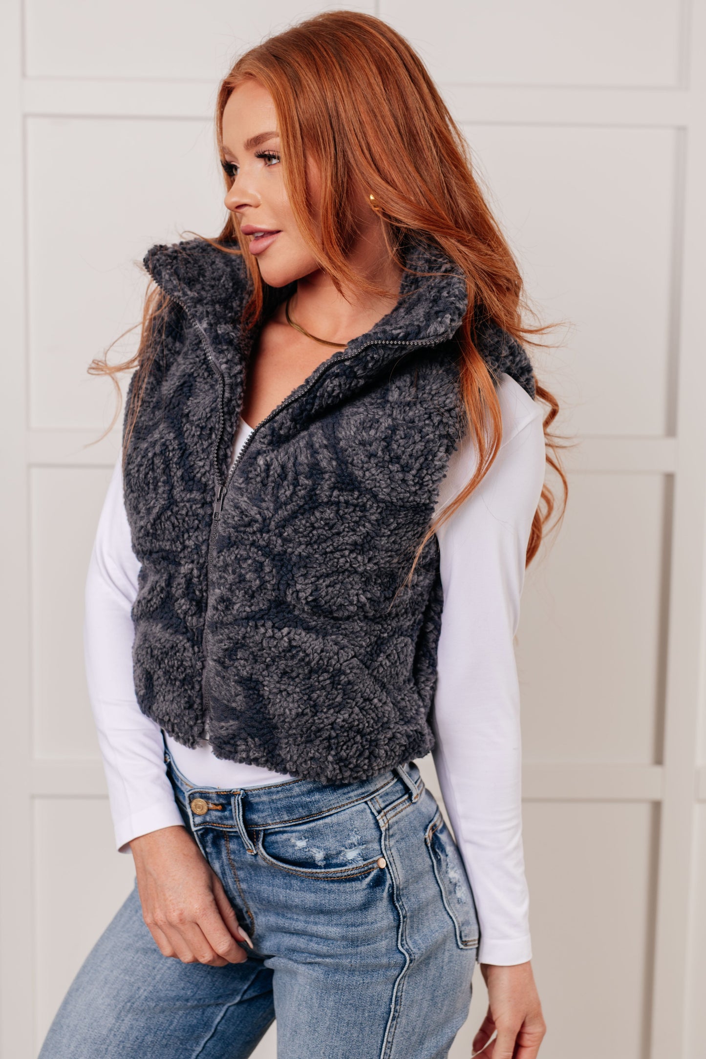 Polagram Just One More Layer Paisley Sherpa Print Vest