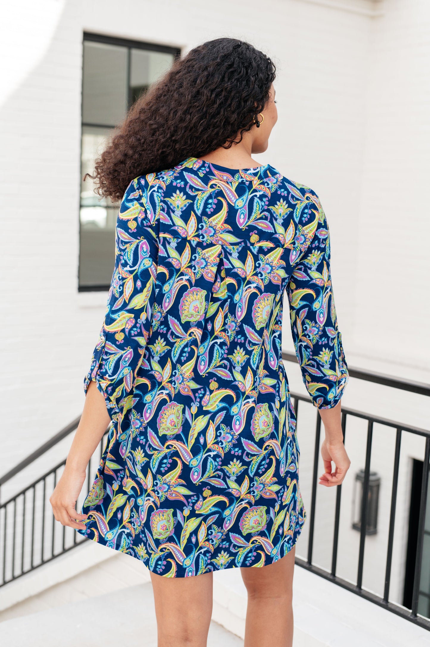 Dear Scarlett Lizzy Dress in Navy and Bright Paisley Floral