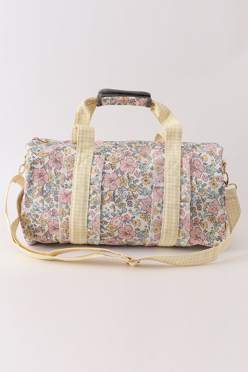 Yellow floral travel bag