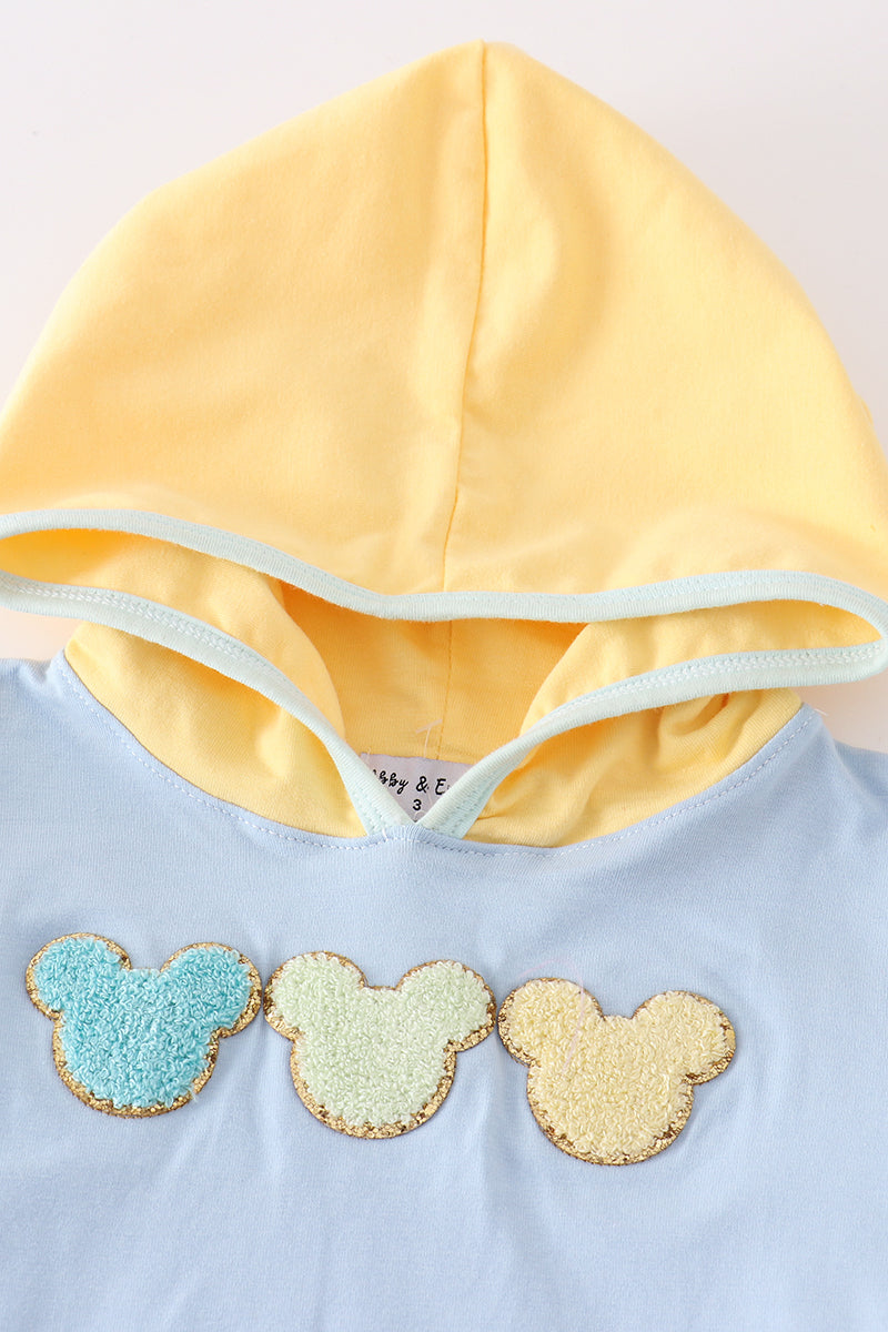 Abby & Evie Color blocked character french knot boy hoodie set