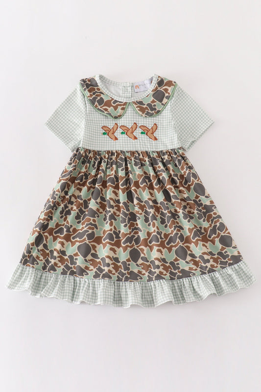 Abby & Evie Camouflage duck embroidery ruffle dress