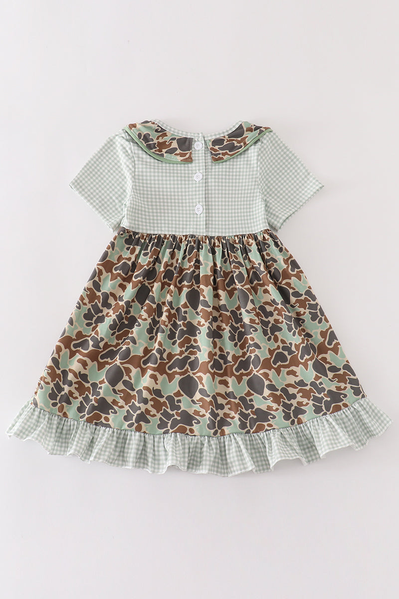 Abby & Evie Camouflage duck embroidery ruffle dress