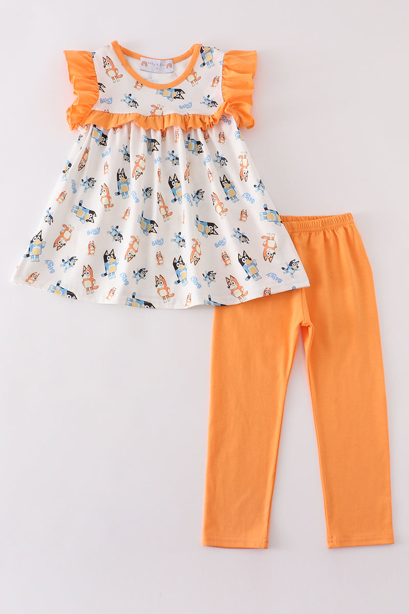 Abby & Evie Orange character ruffle girl set