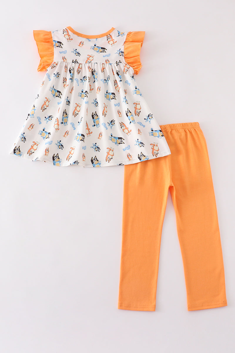 Abby & Evie Orange character ruffle girl set