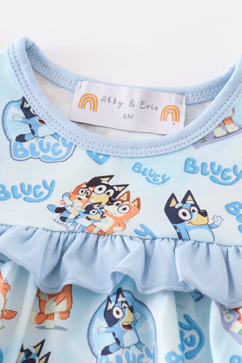 Abby & Evie Blue character girl ruffle bubble