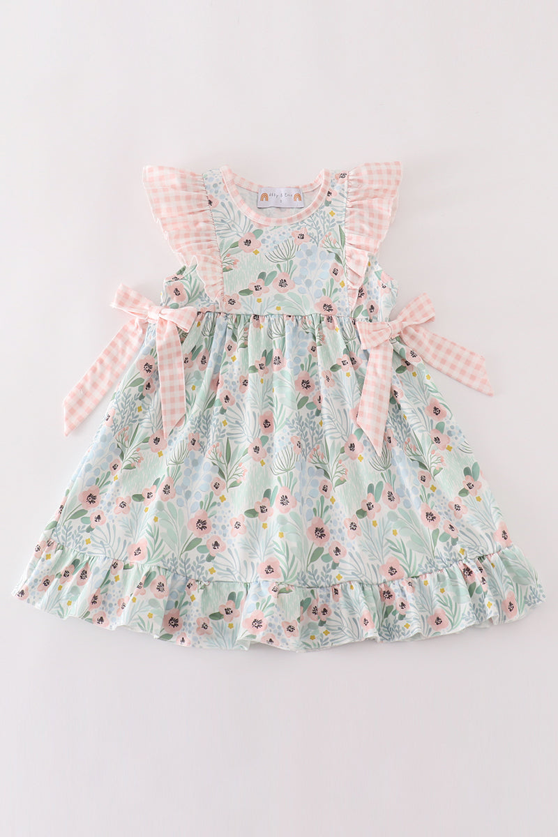 Abby & Evie Green floral ruffle dress