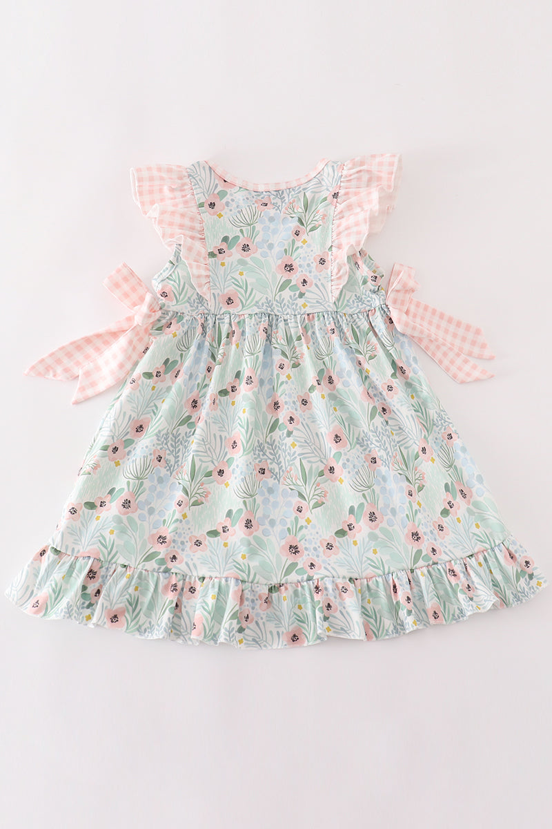 Abby & Evie Green floral ruffle dress