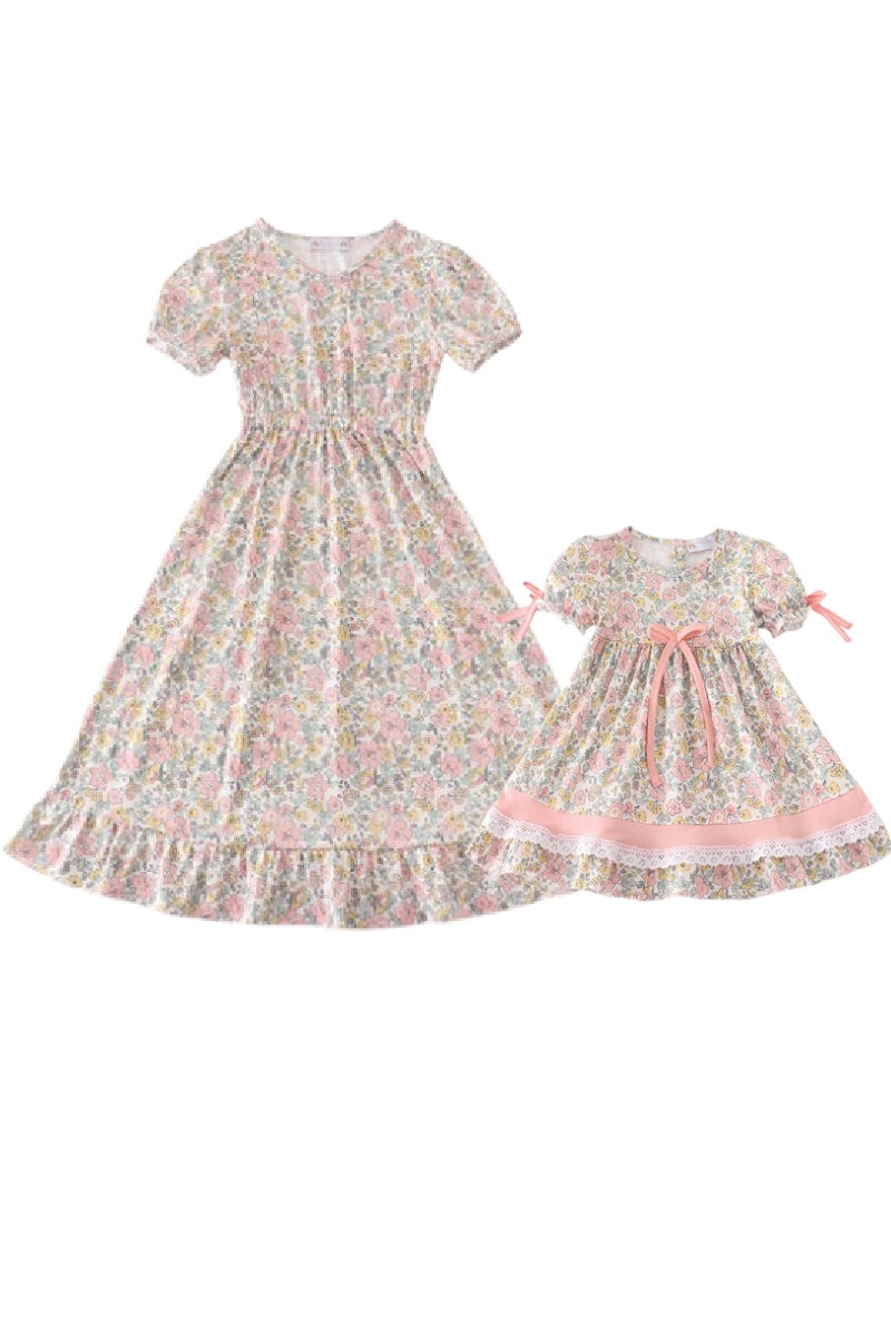 Abby & Evie Pink floral print mom&me dress