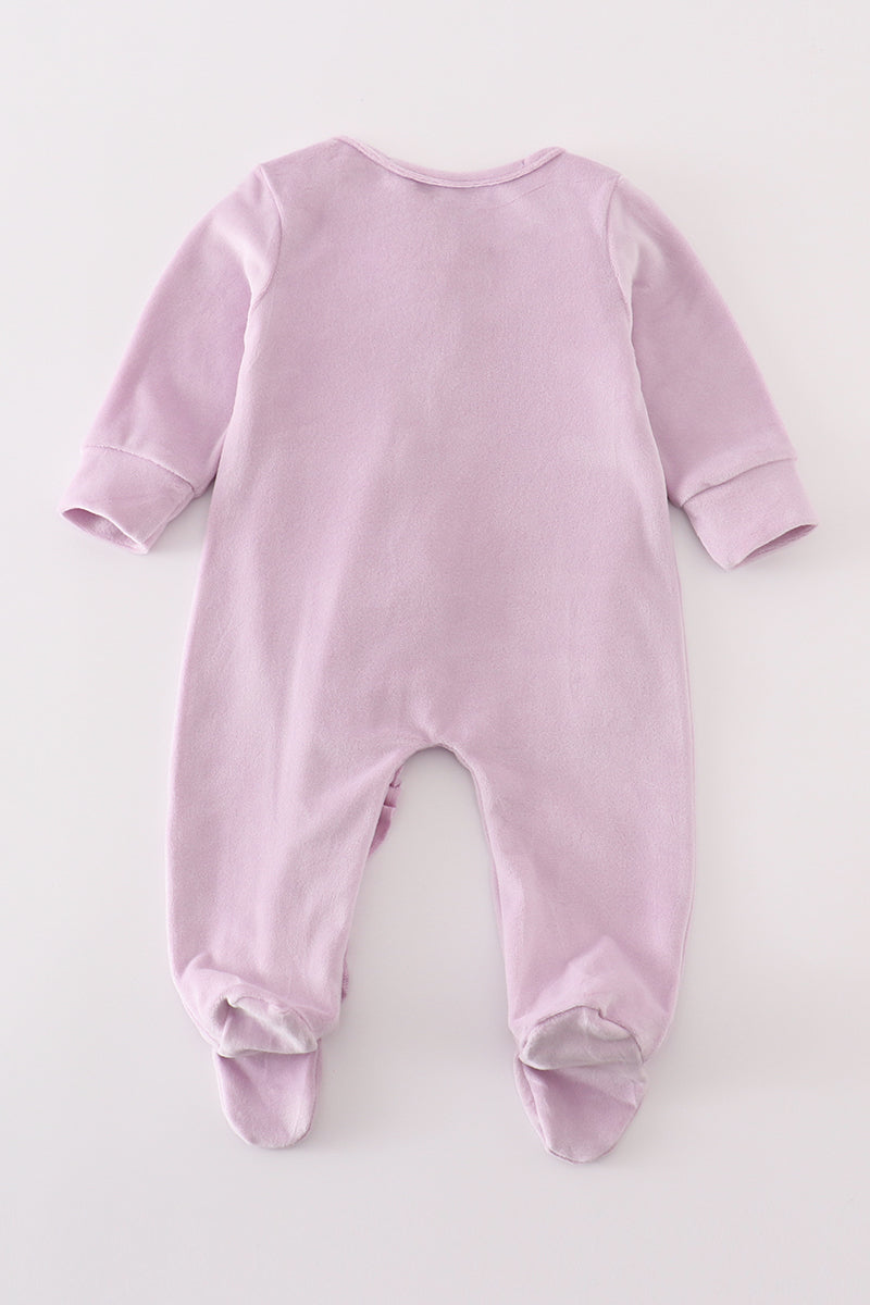 Abby & Evie Lavender velvet girl romper