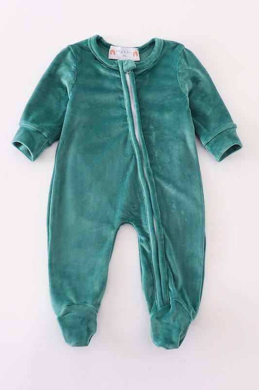 Abby & Evie Baby forest velvet boy romper