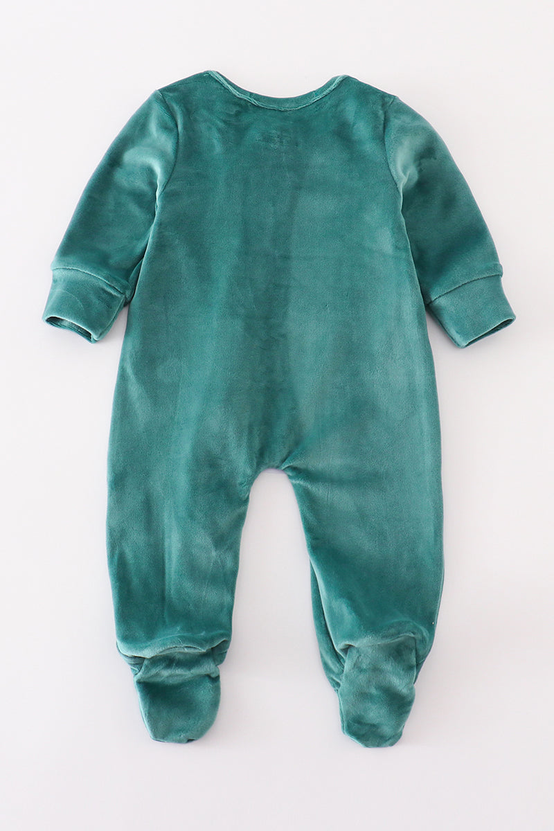 Abby & Evie Baby forest velvet boy romper