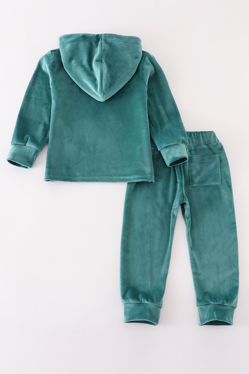 Abby & Evie Baby forest velvet boy hoodie set