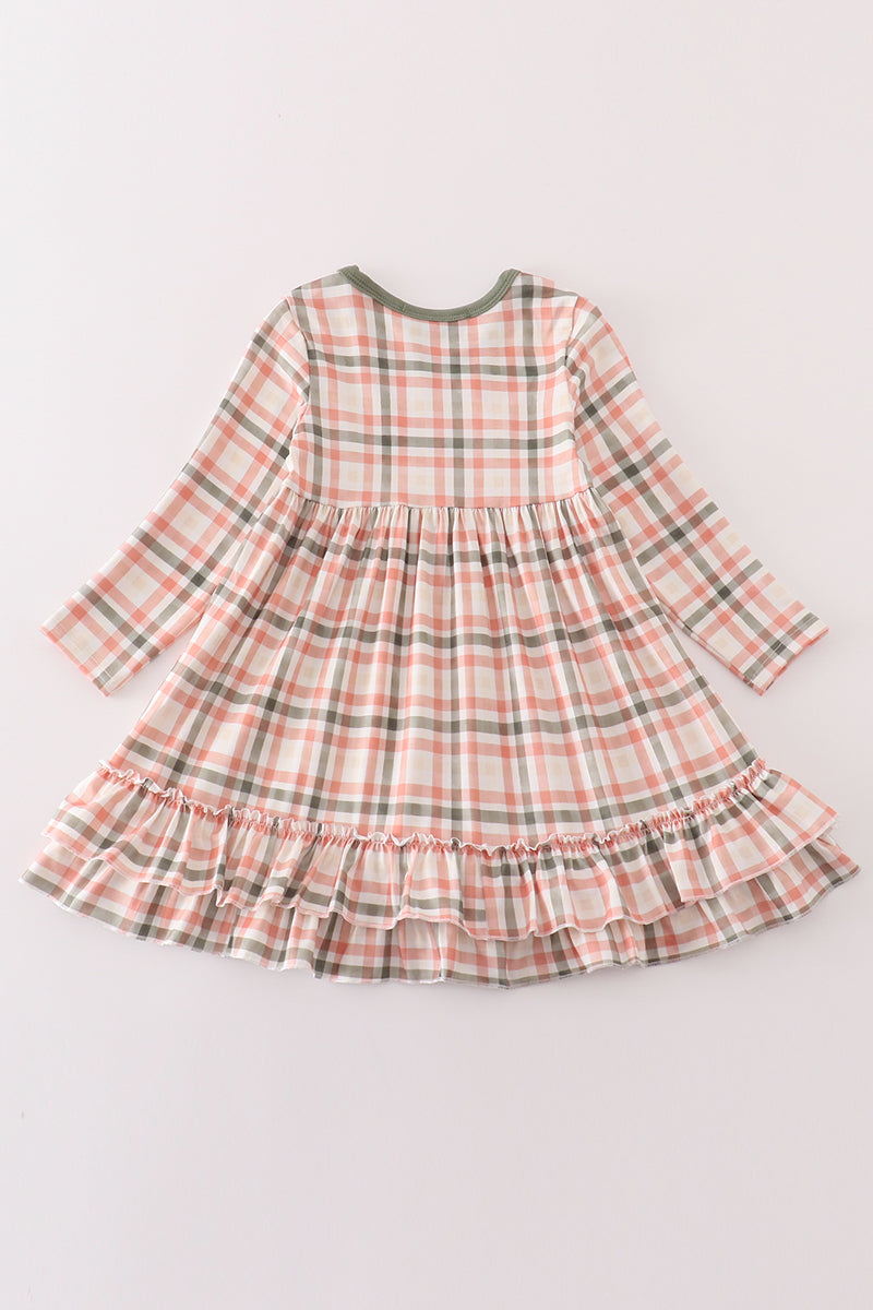 Abby & Evie Green watercolor plaid mom&me dress