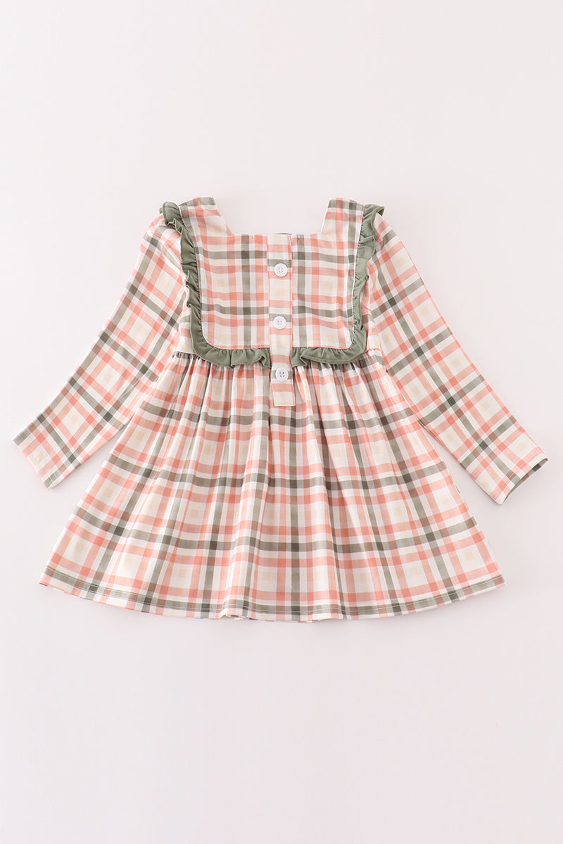 Abby & Evie Green watercolor plaid girl top