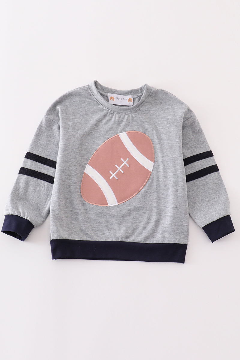 Abby & Evie Grey football applique boy top