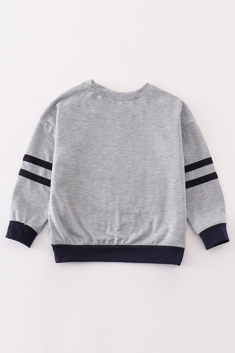 Abby & Evie Grey football applique boy top